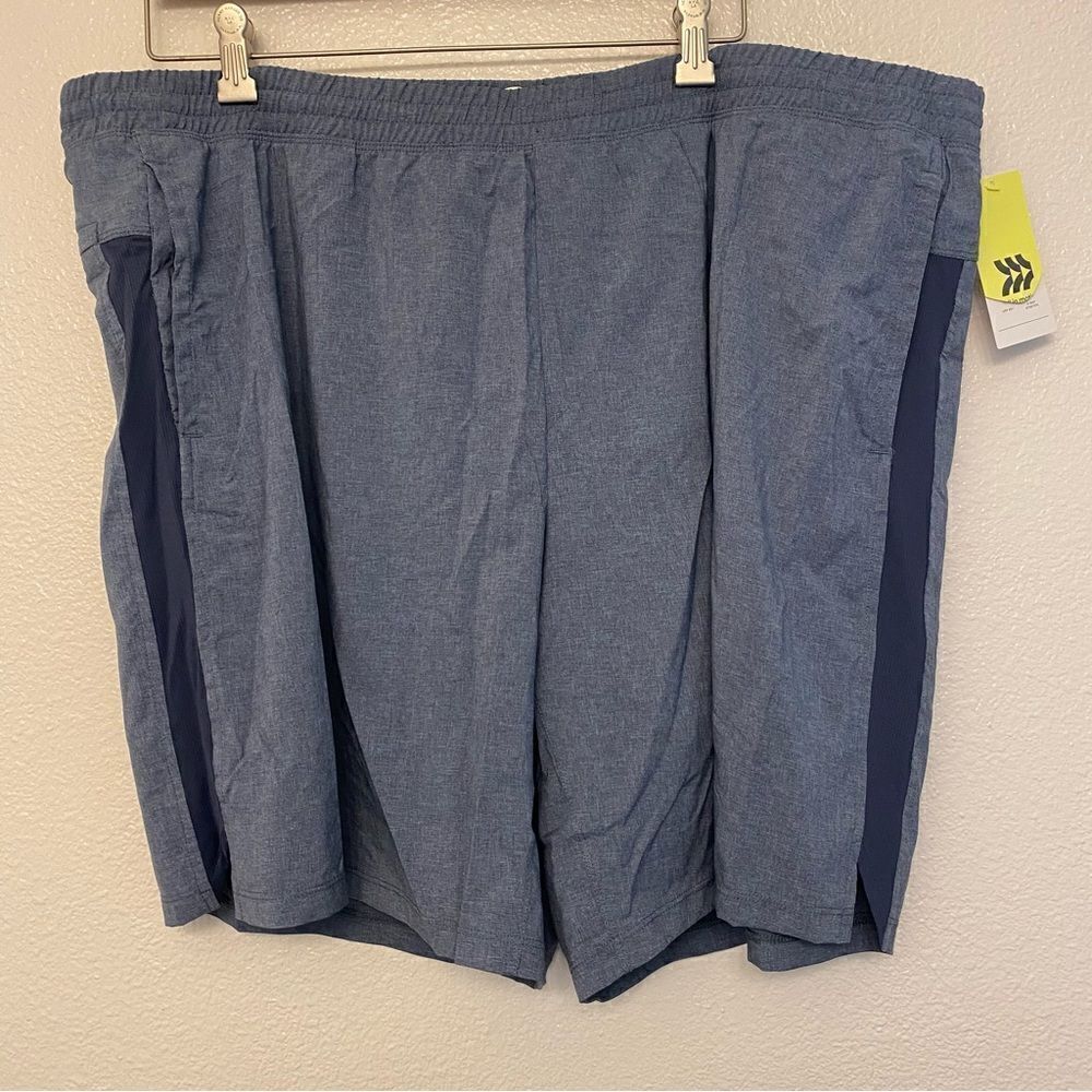 All in Motion Mens blue gray 9" Running Shorts mesh lined stretch - XXL
